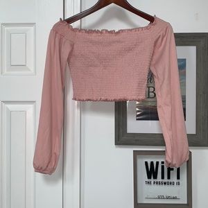Pink H&M long sleeve crop top